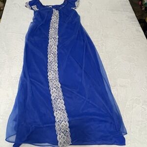 Erica Loren New York Vintage Womens Large Blue Nightgown Full Length Made in USA